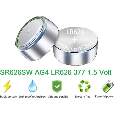 Mettzchrom Mettzchrom Kol Saat Pili SR626 Sw 377A LR626 Ag4 SR626SW 1.5V Kol Saati Pili 10'lu Sr 626 Sw — 4. ürün görseli