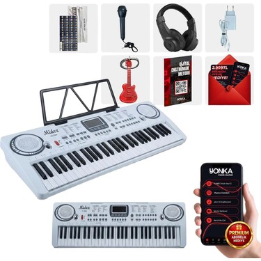 Midex Midex PS-1500WH-H Başlangıç İçin 5 Oktav 61 Tuşlu Org Kulaklık Notalık Öğrenim — 3. ürün görseli