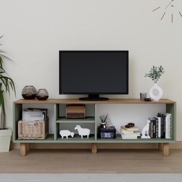 Midoser Midoser Bohem Serisi Natura Kül Yeşili PVC Hasır Desen TV Ünitesi 160 cm Suntalam — 2. ürün görseli