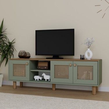 Midoser Midoser Bohem Serisi Natura Kül Yeşili PVC Hasır Desen TV Ünitesi 160 cm Suntalam — 3. ürün görseli