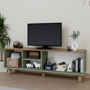 Midoser Midoser Bohem Serisi Natura Kül Yeşili PVC Hasır Desen TV Ünitesi 160 cm Suntalam — 4. ürün görseli