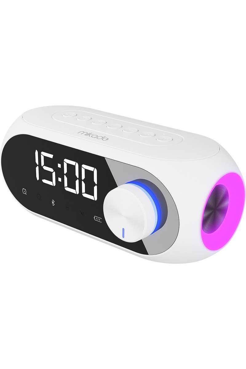 Mikado Mikado Md-W7 1200MAH 5W Beyaz Bluetooth-Aux-Derece-Usb-Fm Double Alarmlı Saat Speaker — 6. ürün görseli