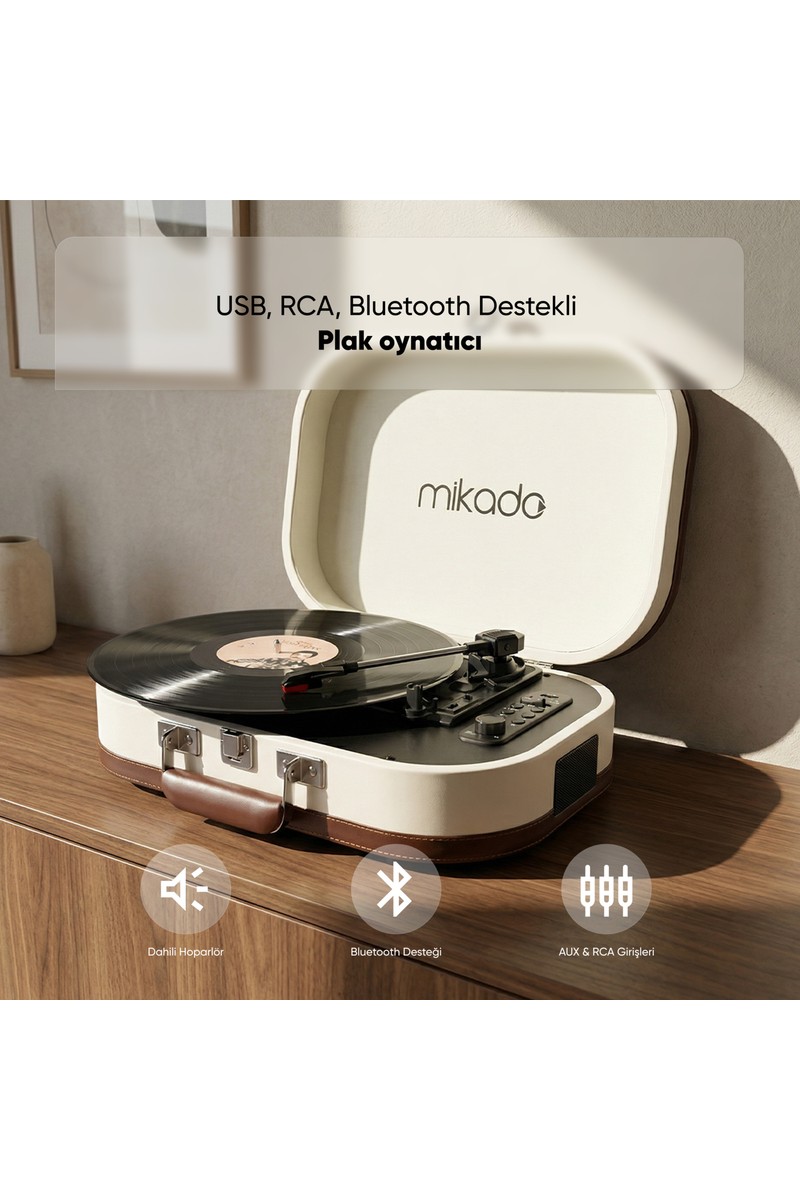 Mikado Mikado Nostalgia MN-101 Pikap Fil dişi Usb+RCA+Bluetooth Destekli Müzik Kutusu — 2. ürün görseli