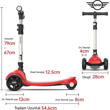 Mini Cooper Mini Cooper Lisanslı 3 Tekerlekli Katlanabilir Ayarlanabilir Işıklı 50 kg Taşıma Kapasiteli Scooter — 4. ürün görseli