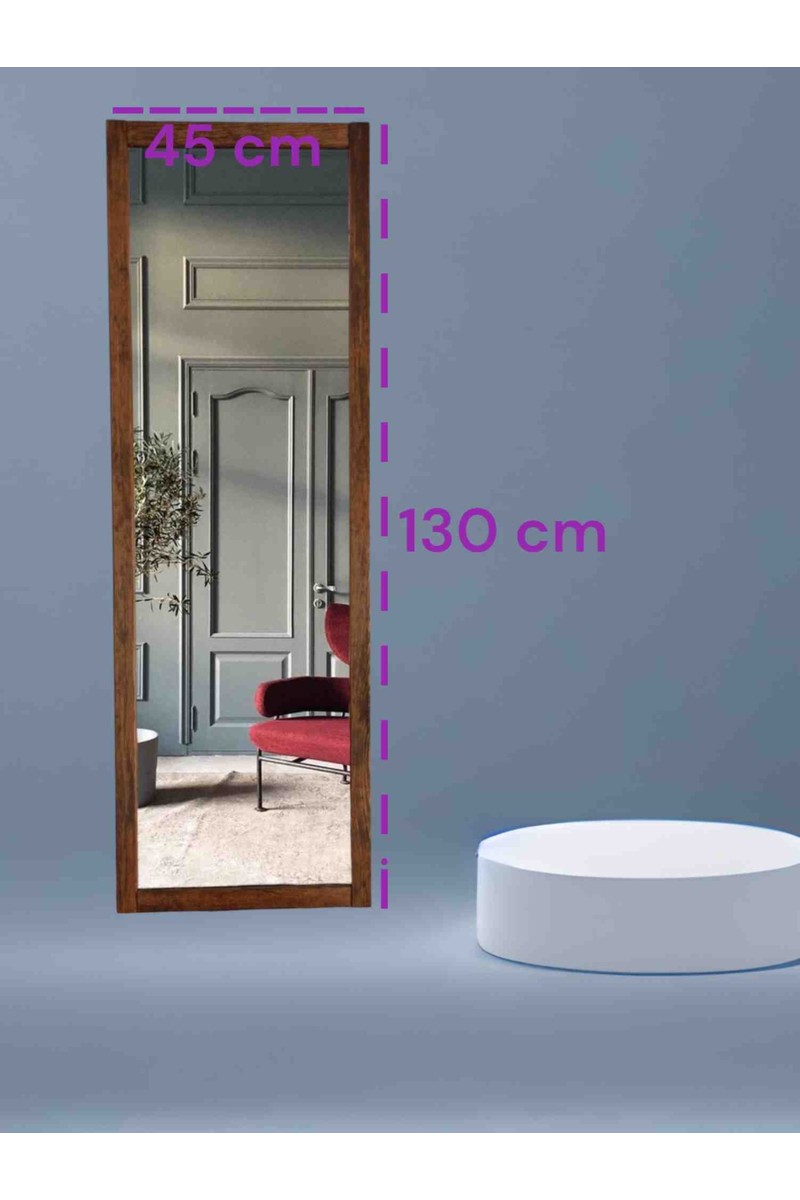 Mirrorss Mirrorss Ceviz Renk Ahşap Çerçeve Ayna 130 45 Boy Ayna Hol Antre Duvar Ayna — 2. ürün görseli