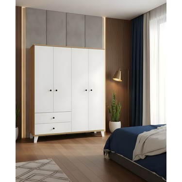 Misterium Misterium Mira 4 Kapaklı 2 Çekmeceli Gardırop Çocuk & Genç Odası Dolabı – Safir — 2. ürün görseli
