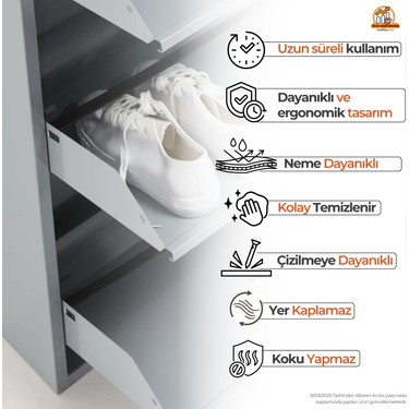mobilyapratik Mobilya Pratik Kilitli 4'lü Metal Ayakkabılık - Açık — 4. ürün görseli