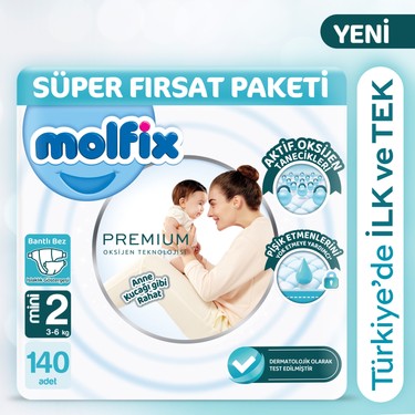 Molfix Molfix Premium Süper Fırsat Paketi 2 Beden 140 Adet fiyatı ve görseli