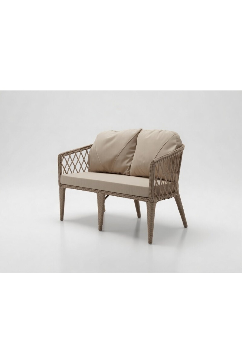 Monalin Monalin Home Garden Bodrum Kapuçino 4 Kişilik(2-1-1-Masa) Rattan Örgü Bahçe & Balkon & Teras Oturma Grubu Minderli & Camlı & Masalı Takım — 3. ürün görseli