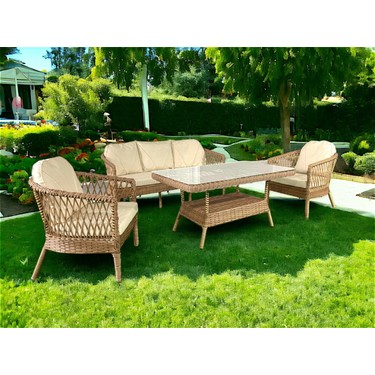 Monalin Mobilya Monalin Home Garden Miami 5 Kişilik(3-1-1-Masa) Rattan Örgü Bahçe & Balkon & Teras Oturma Grubu — 2. ürün görseli
