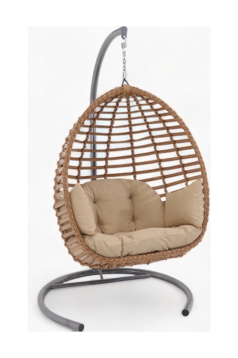 Monalin Mobilya Sofya Classic Rattan Kapuçino El Örgüsü Bahçe & Balkon & Teras Tek Kişilik Salıncak