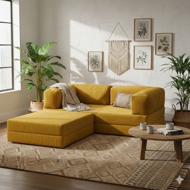 MONAMI MONAMI Dechome Yeny Fitilli Kadife Köşe Koltuk 160X160 cm Modern Tasarım Yataklı ve Orta Sert fiyatı ve görseli