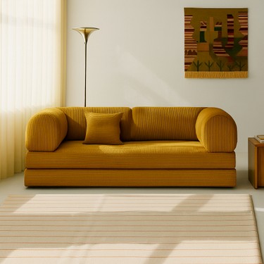 MONAMI MONAMI Dechome Yeny Fitilli Kadife Köşe Koltuk 160X160 cm Modern Tasarım Yataklı ve Orta Sert — 5. ürün görseli