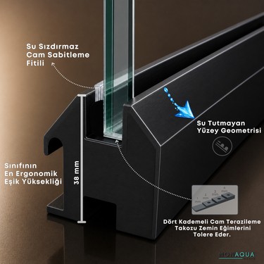 MONAQUA MONAQUA Arteko Kare Duşakabin Antrasit Profil 6 mm Temperli Cam Alüminyum — 4. ürün görseli