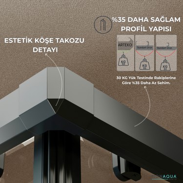 MONAQUA MONAQUA Arteko Kare Duşakabin Antrasit Profil 6 mm Temperli Cam Alüminyum — 5. ürün görseli