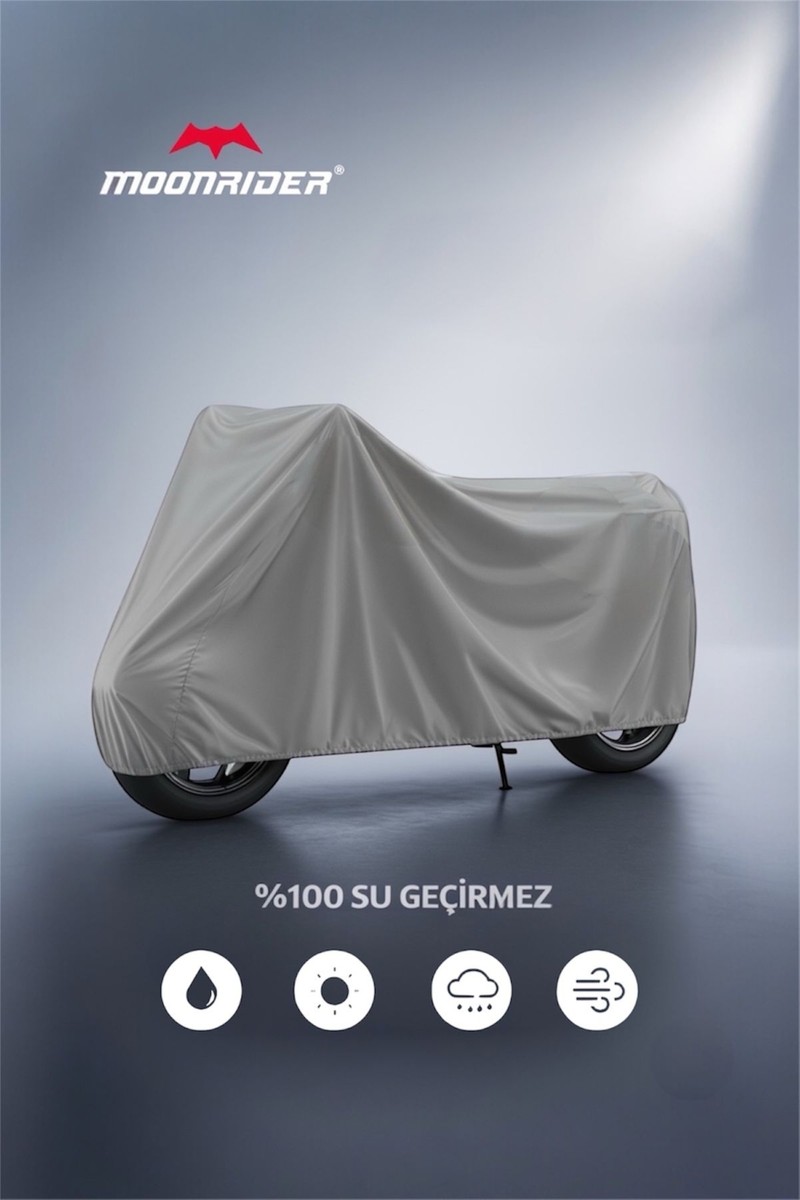 MOONRIDER MOONRIDER Moonrıder Gri Su Geçirmez Premium Kalite Motosiklet Branda 400CC Altı Motorsikletler Için — 5. ürün görseli