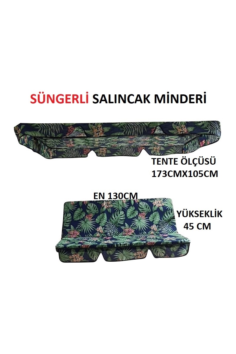 Mor Minder Salıncak Minder Seti Tenteli Yeşil Yaprak Salıncak Minder Seti 2 Kişilik Süngerli Işbir Gri Sünger