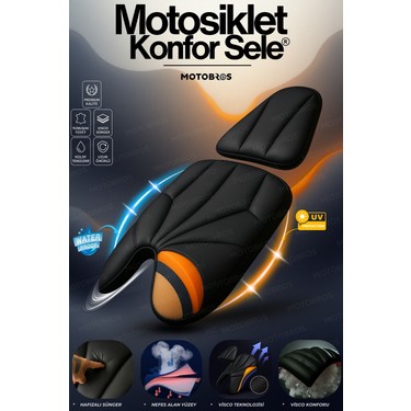 Motobros Motobros Motosiklet hava destekli kalın deri konfor sele minderi ( visco süngerli premium model fiyatı ve görseli