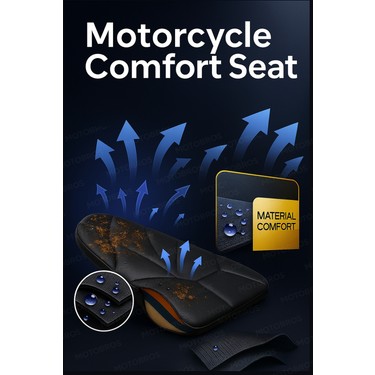 Motobros Motobros Motosiklet hava destekli kalın deri konfor sele minderi ( visco süngerli premium model — 5. ürün görseli