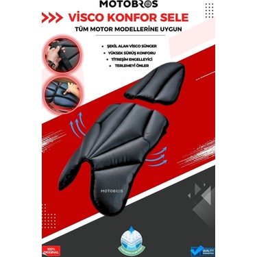 Motobros Motobros Motosiklet hava destekli kalın deri konfor sele minderi ( visco süngerli premium model — 6. ürün görseli