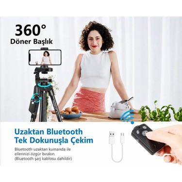Moxti Moxti Profesyonel Kamera 150 cm Çantalı Tripot Telefon Tutucu Bluetooth Kumandalı Vlog Video Çekim — 5. ürün görseli