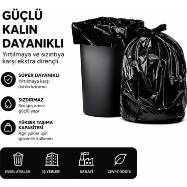 MSE HOLD MSE HOLD Çöp Poşeti 80X110 Jumbo Boy 5 Rulo 50 Adet Kalın Siyah Çöp — 3. ürün görseli