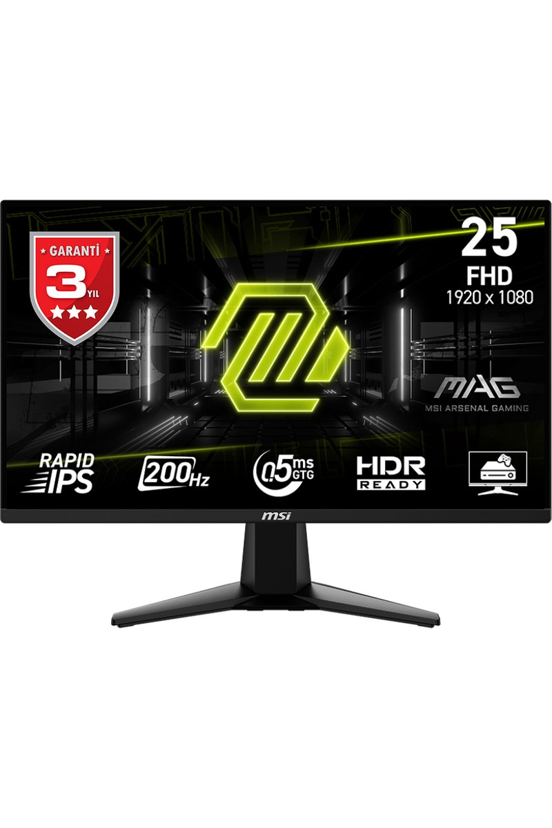 MSI MSI Msı 24.5" Mag 255F E20 1920X1080 (Fhd) 16:9 Flat Rapıd IPS 200HZ 0.5ms (Gtg) Freesync Premıum Gamıng Monıtor fiyatı ve görseli