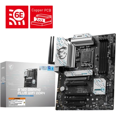 MSI Msı B760 Gamıng Plus Wıfı LGA1700 Ddr4 5333+(OC)MHZ Atx fiyatı ve görseli