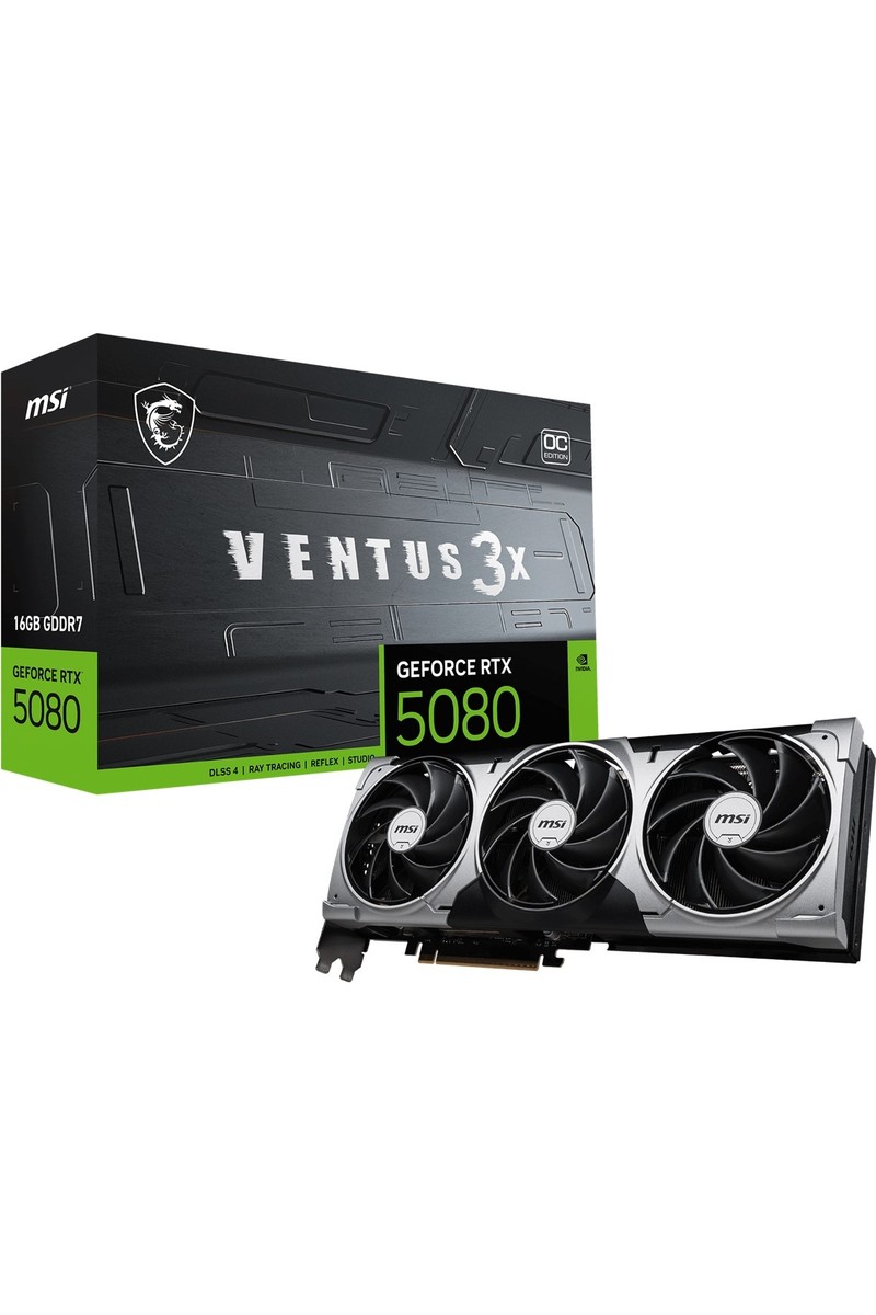 MSI Msı VGA Geforce Rtx 5080 16G Ventus 3x Oc 16GB Gdrr7 256 B DX12 Pcıe 5.0 X16 Ekran Kartı