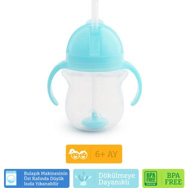 Munchkin Munchkin Tıklama Kilitli  Uçlu Pipetli Alıştırma Bardağı, 6AY+, 207ML, Mavi, 1 — 6. ürün görseli