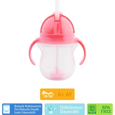 Munchkin Munchkin Tıklama Kilitli  Uçlu Pipetli Alıştırma Bardağı, 6AY+, 207ML, Pembe, 1 — 5. ürün görseli