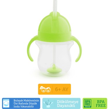 Munchkin Munchkin Tıklama Kilitli Uçlu Pipetli Alıştırma Bardağı, 6AY+, 207ML, Yeşil, 1 — 5. ürün görseli