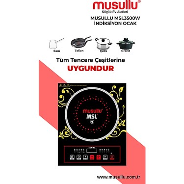 Musullu Musullu German 3500W Elektrikli Ocak Şık Tasarımlı Tek Gözlü İndüksiyonlu Cam Yüzey - — 5. ürün görseli