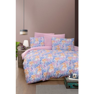 My Story My Story Lastikli Çarşaflı Pembe - Mavi Desenli Çift Kişilik Nevresim Takımı 200 x 220 fiyatı ve görseli