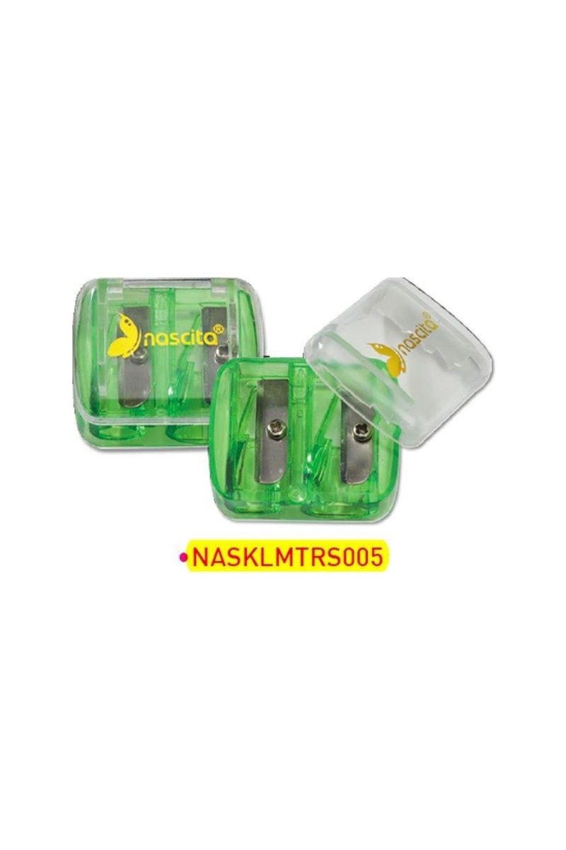 Nascita Kalemtraş -05 Yeşil Renkli İki Uçlu Kalemtraş Şeffaf Kapağa Sahip
