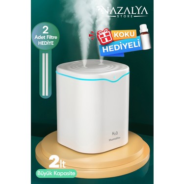 Nazalya Nazalya 2 Litre Typ-C Girişli Çift Püskürtmeli Ultrasonik Hava Nemlendirici Buhar fiyatı ve görseli