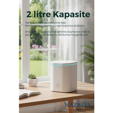 Nazalya Nazalya 2 Litre Typ-C Girişli Çift Püskürtmeli Ultrasonik Hava Nemlendirici Buhar — 4. ürün görseli