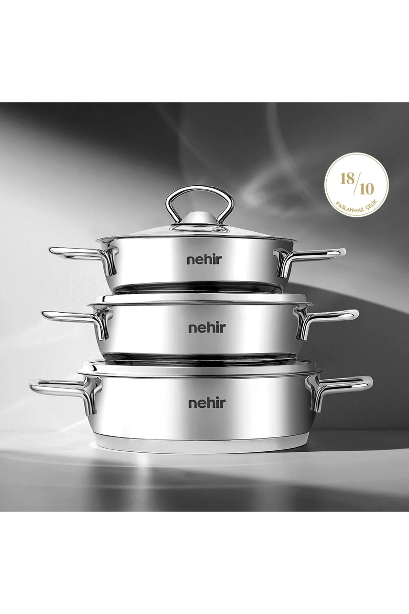 Nehir Silver 6 Parça Paslanmaz Çelik Sahan Seti (16-18-20 cm)
