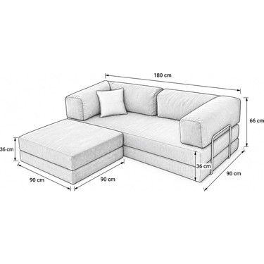 Nestime Nestime 180X180 Köşe Takımı | Modern Fitilli Kadife | Köşe Koltuk | Modüler Köşe Takımı | Yataklı L — 2. ürün görseli