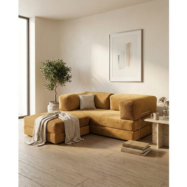 Nestime Nestime 180X180 Köşe Takımı | Modern Fitilli Kadife | Köşe Koltuk | Modüler Köşe Takımı | Yataklı L — 3. ürün görseli