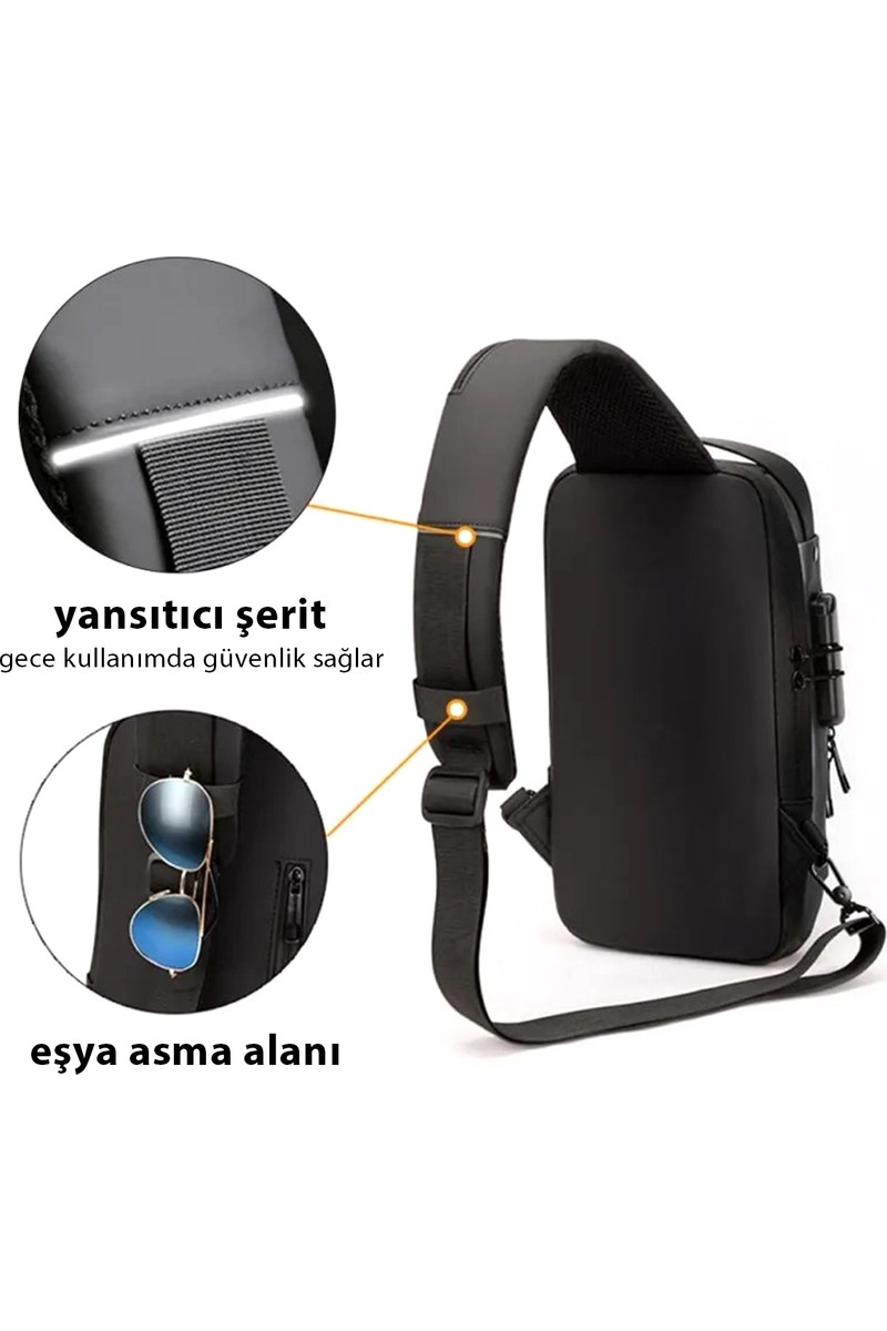 Newish Newish Erkek Siyah Usb Çıkışlı Çapraz Askılı Omuz ve Bel Çantası new222 — 2. ürün görseli