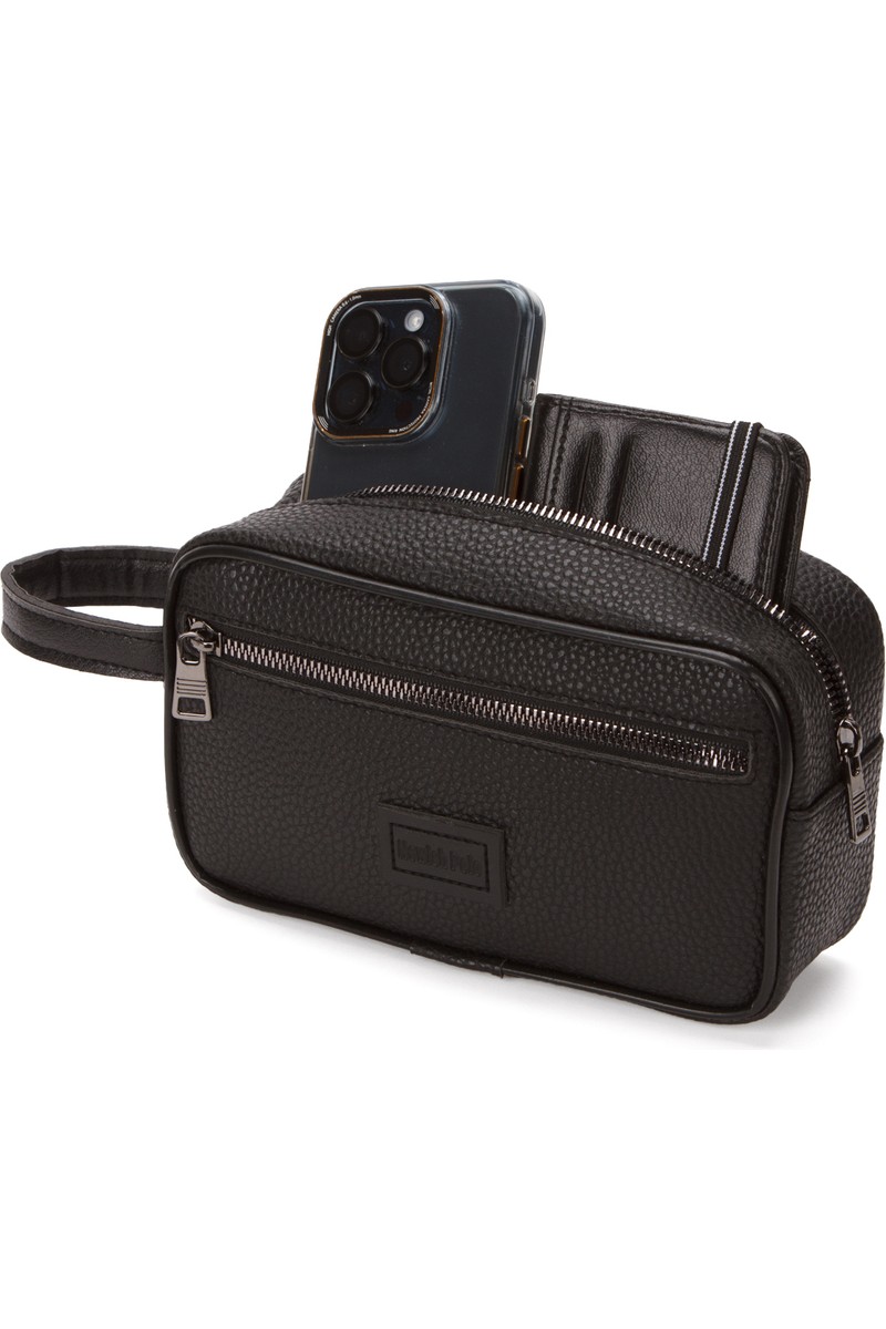Newish Polo Erkek Siyah Deri Portföy Clutch Traş Kozmetik Bakım ve Günlük El Çantası newpolo269