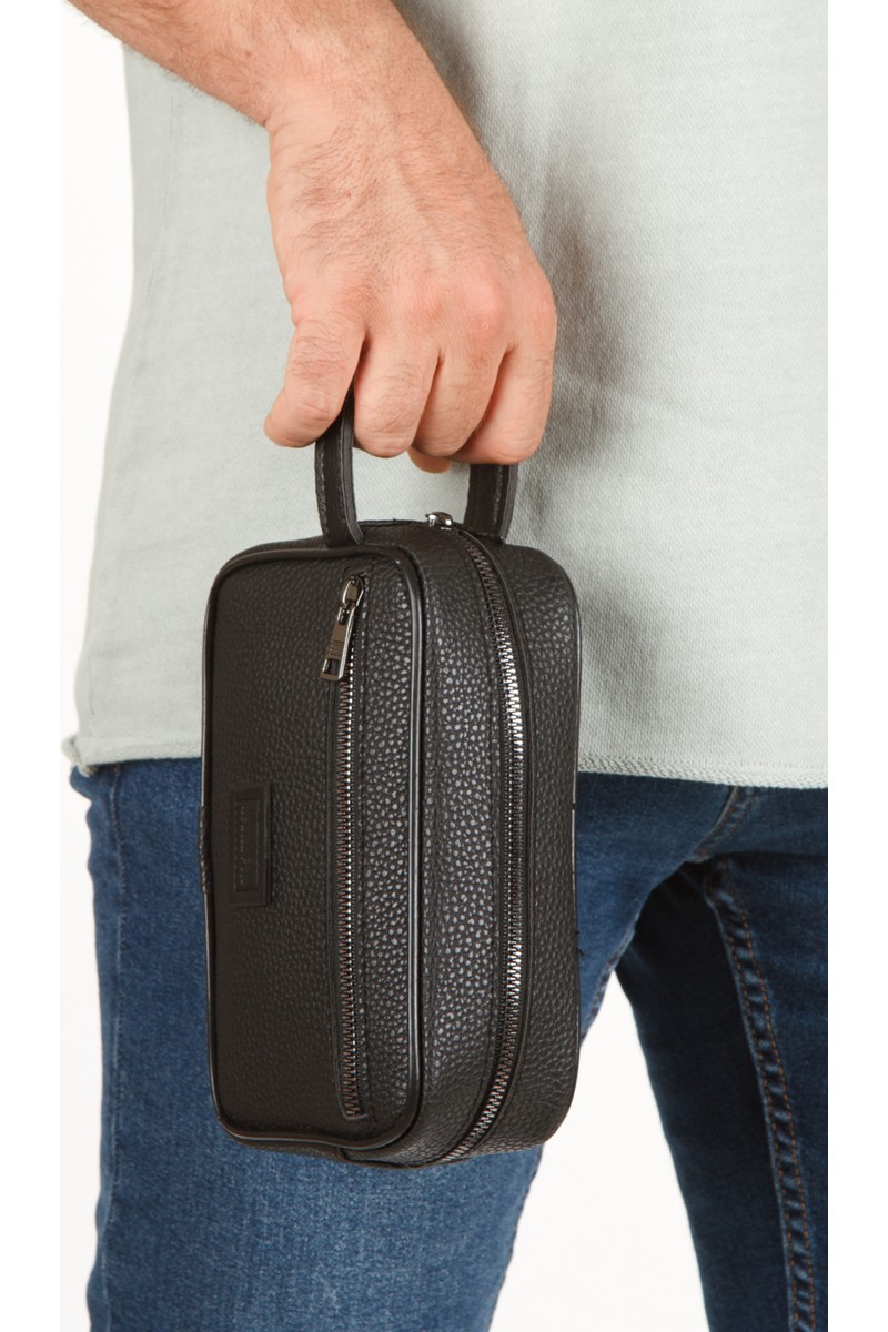 Newish Newish Polo Erkek Siyah Deri Portföy Clutch Traş Kozmetik Bakım ve Günlük El Çantası newpolo269 — 2. ürün görseli