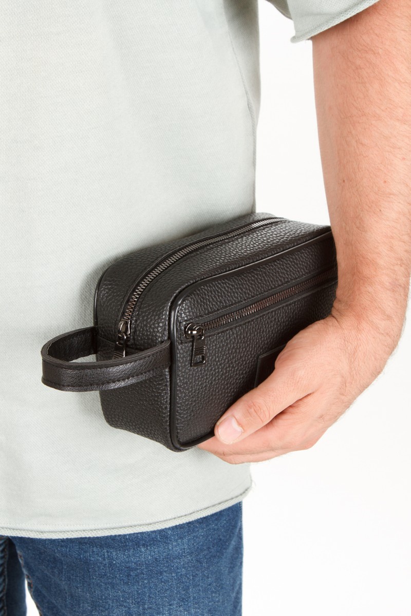 Newish Newish Polo Erkek Siyah Deri Portföy Clutch Traş Kozmetik Bakım ve Günlük El Çantası newpolo269 — 3. ürün görseli