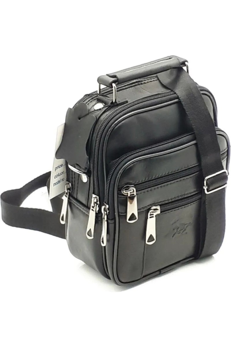 Newish Polo Erkek Siyah Hakiki Deri Çelik Kasalı Omuz Ve El Çantası (15X19CM) newpolo274