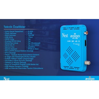 Next Next 2000 Wifi S Mini Uydu Alıcı Full HD Görüntü Kalitesi ile Wi-Fi Bağlantı fiyatı ve görseli