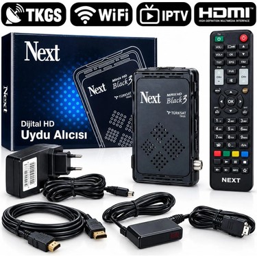 Next Next Minix Hd Black 3 Full Hd Uydu Alıcısı +Wifi Desteli + 2 Yıl iptv fiyatı ve görseli