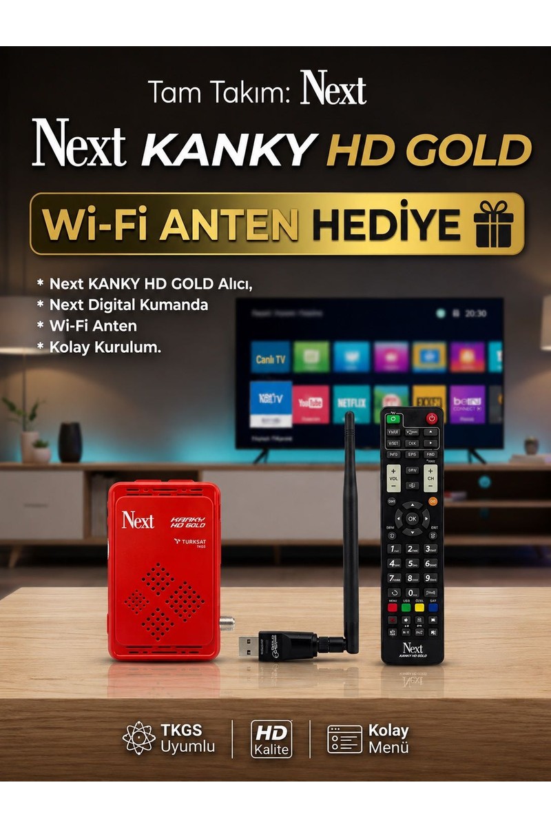Next & Nextstar Kanky Full HD Uydu Alıcısı Wi-Fi Dahil Çanaklı-Çanaksız Kullanım İmkanı ile 2026 Model (Android Değildir)