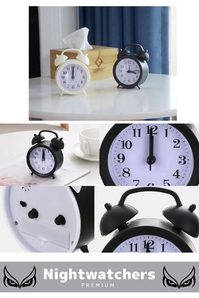 Night Night Watchers Deluxe Yüksek Sesli Alarmlı Pilli Dekoratif Çift Çanlı Mini Masaüstü Analog Dekoratif Çalar Saat — 3. ürün görseli
