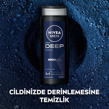 Nivea Nıvea MEN Erkek Deep Dimension Duş Jeli 500ml, 3ü1Arada Komple Bakım, Vücut Saç Yüz, Erkeksi Koku, — 3. ürün görseli